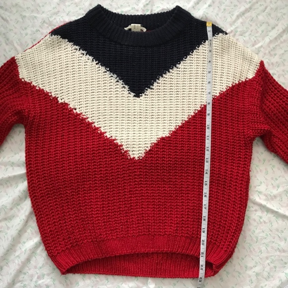 Urban Heritage Cable Knit Pullover Sweater Top S Dark Navy Blue Red White - Picture 8 of 10